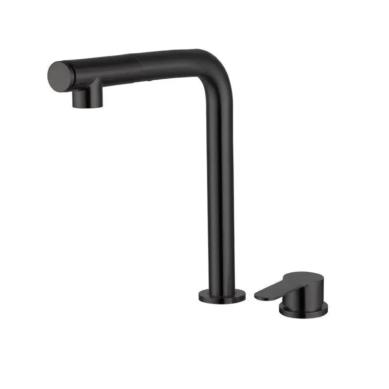 Pull-out Kitchen Sink Faucet Lift Concealed Hot And Cold Mixed Water Faucet 304 Stainless Steel Double Hole Single Handle Tap
