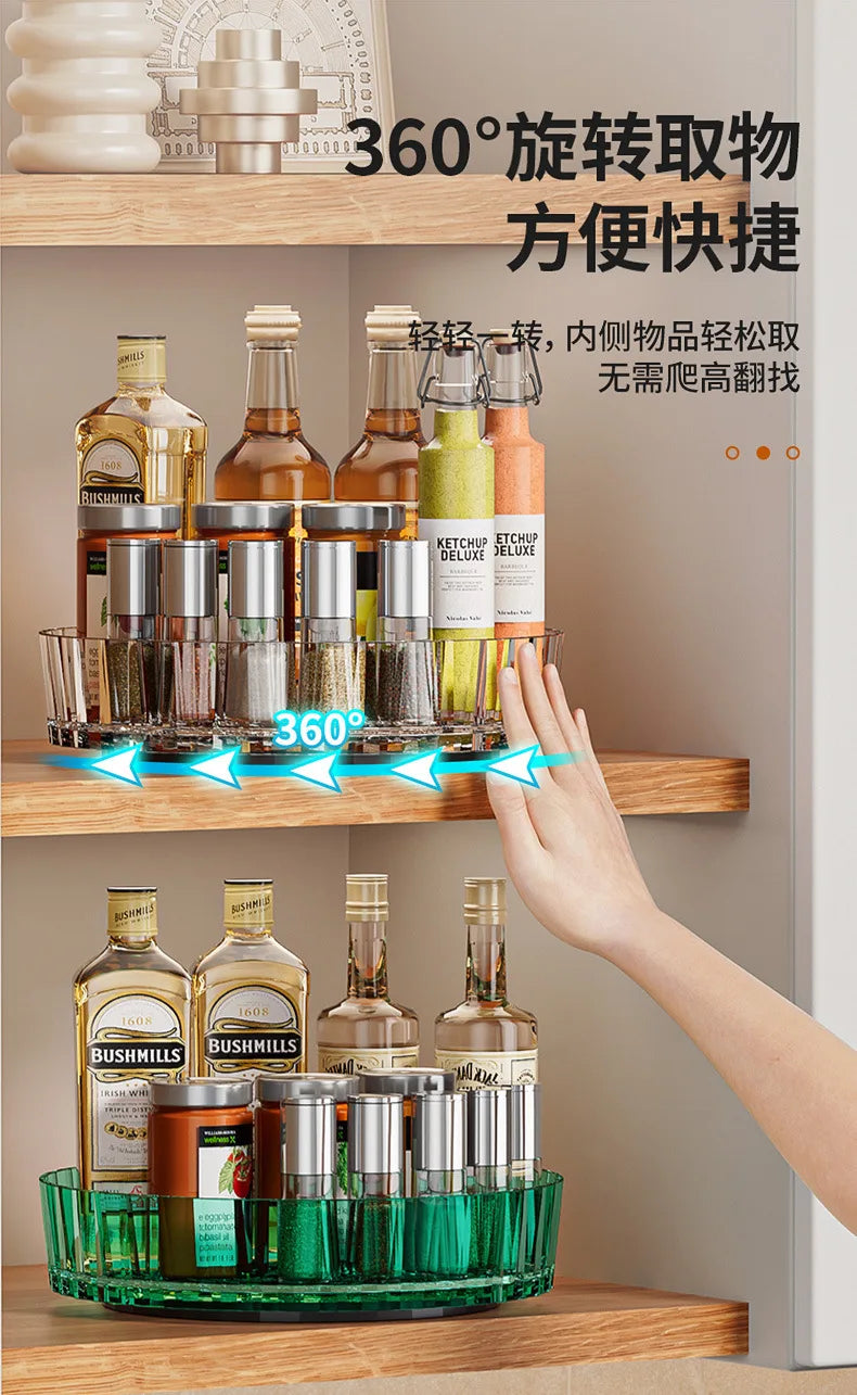 Rotating Spice Rack Organizer - Kitchen Storage for Condiment Bottles & Seasoning Jars | Desktop Storage Solution