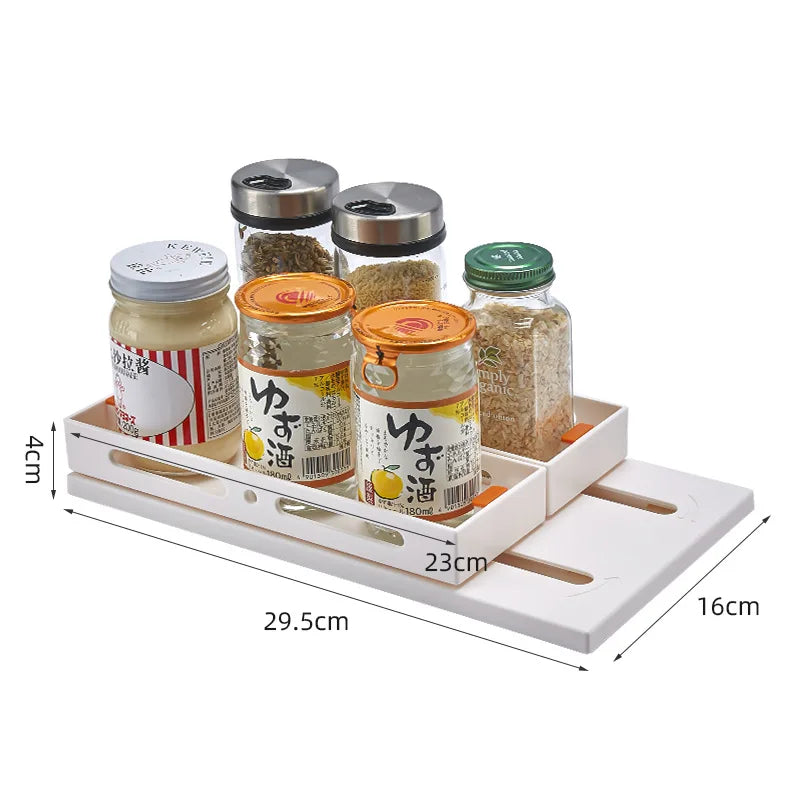 2 Tier Pull-out and Rotate Kitchen Spice Rack Multi-Function Seasoning Organizer for Kitchen Cabinet Pantry Counter-Top Supplies