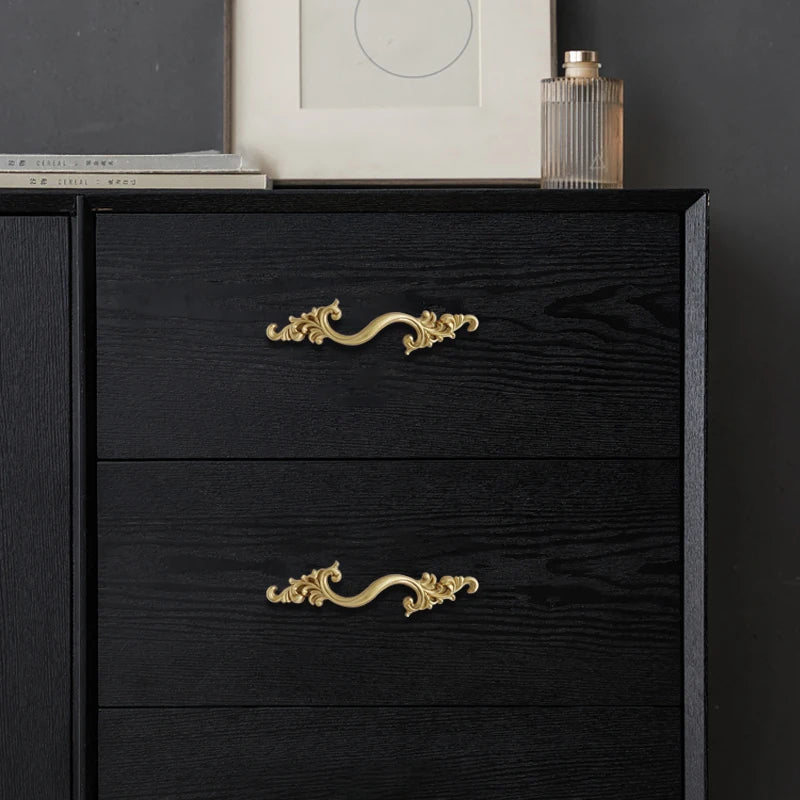 American Cabinet Door Handle Brass Wardrobe Drawers Modern Simple French Nordic Pure Copper Cabinet Gold Drawer Knobs