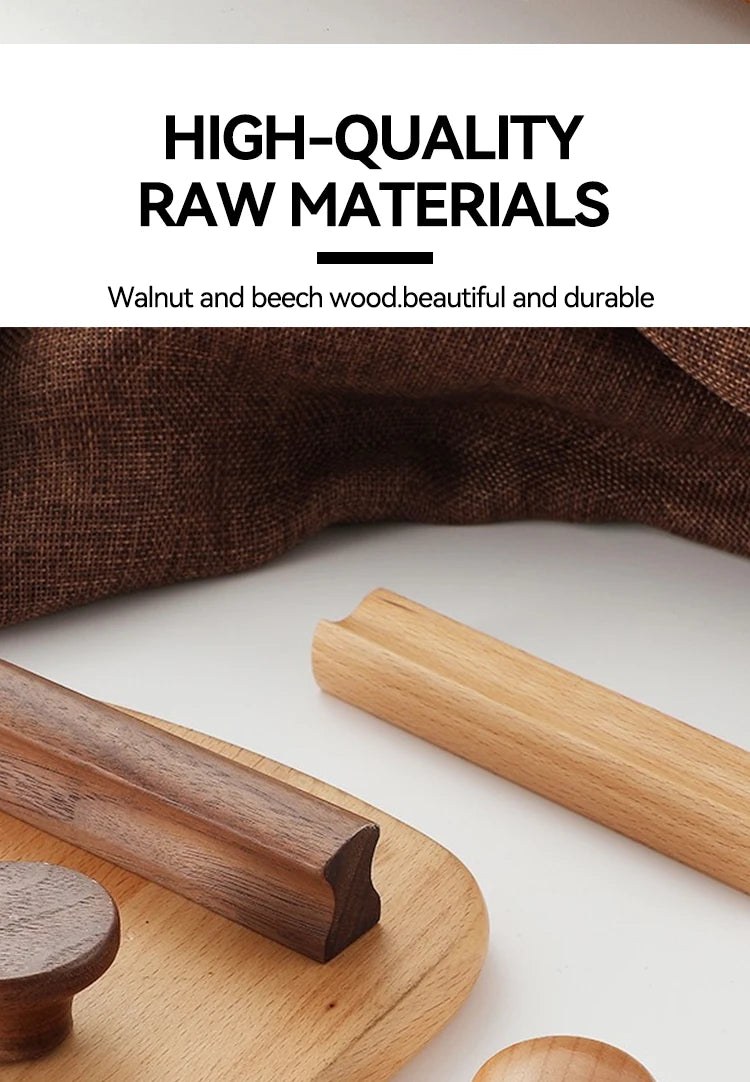 Wooden Furniture Handles Walnut Kitchen Cabinet Handles Drawer Knobs Handles for Cabinets and Drawers Long Wardrobe Pulls