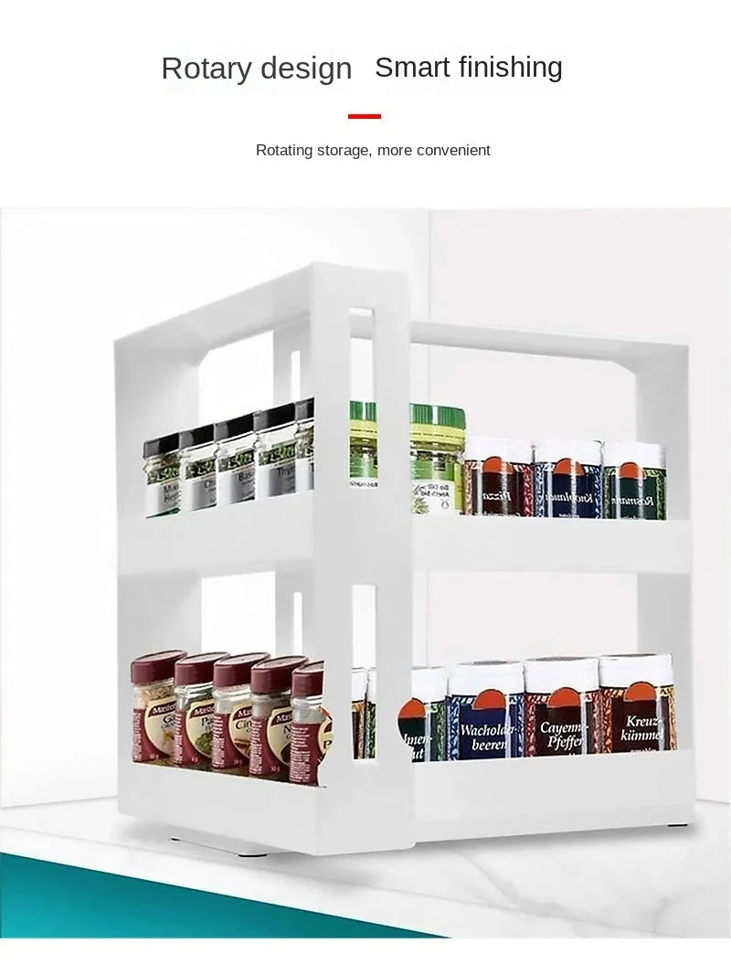 Delicate Spice Rack Double Storage Food Rack Rotating Spice Storage Shelf for Kitchen Bathroom