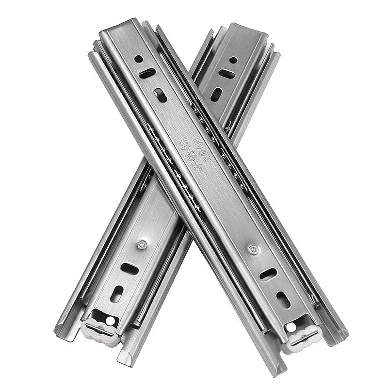 10" - 22"  45mm wide Stainless Steel Drawer Slides Soft Close Drawer Track Rail Sliding Three-Section Cabinet Furniture Hardware