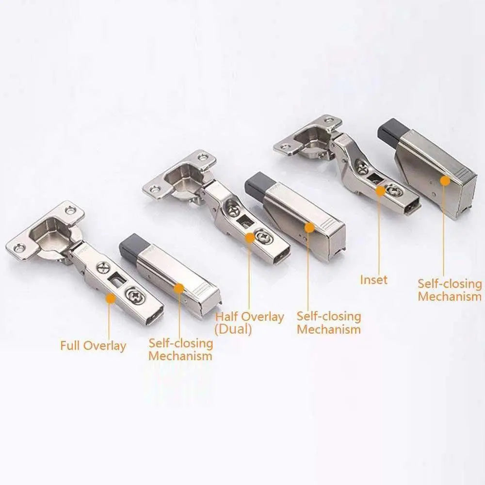 Stainless Steel Cabinet Door Hinges Adjustable Damper Buffer Soft Close Quiet Wardrobe Door Concealed Hinges Furniture Hardware