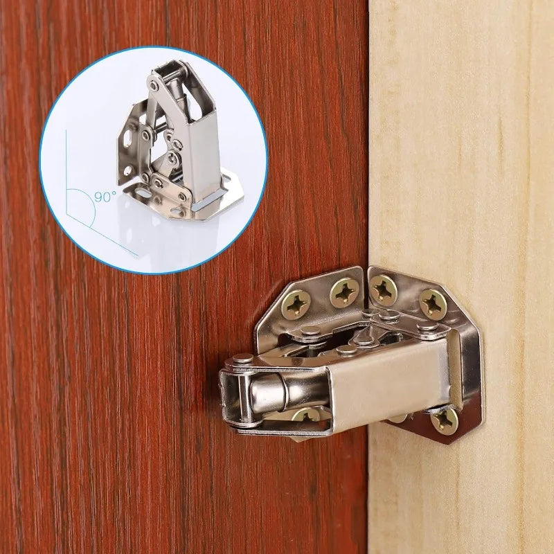 Cabinet Hinges With 2-10Pcs Set Screws No-Drilling Noiseless Hidden Cabinet 90 Degree Hinge Door Soft Close Furniture Hardware