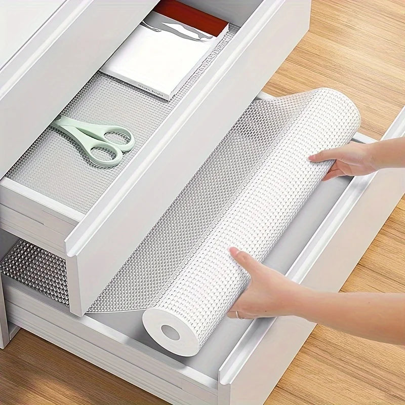 Easy-Clean Waterproof EVA Cabinet Drawer Mat Oil & Stain Resistant Cut-to-Fit for Kitchen Refrigerator Liner & Table Protection