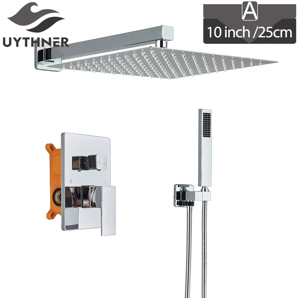 Bathroom Faucet Chrome Rain Shower Head Shower Faucet Wall Mounted Bathtub Bath Mixer Tap Beauty Bathroom Set Shower System