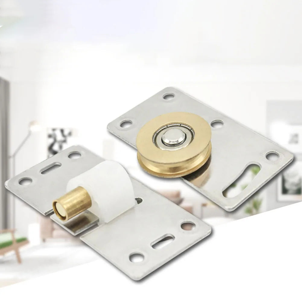 1pc Sliding Door Wheels Pulley Rollers 74x37mm Stainless Steel Furniture Hardware Wardrobe Sliding Door Adjustable Wheels