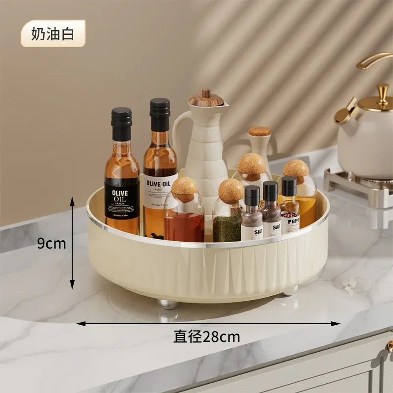 Rotating Spice Rack Organizer - Kitchen Storage for Condiment Bottles & Seasoning Jars | Desktop Storage Solution