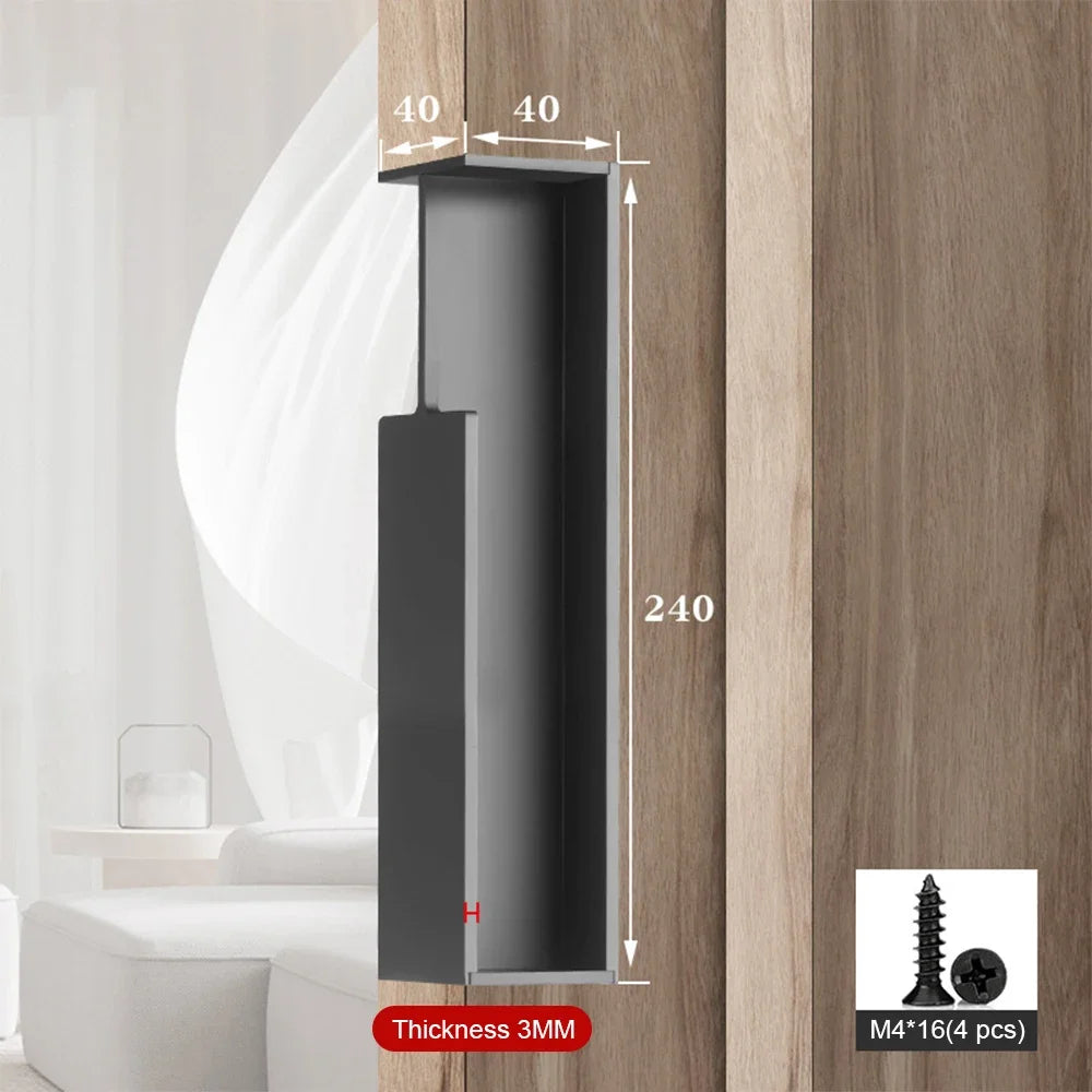 Invisible Handle Embedded Furniture Handle Simple Sliding Door Handle Pocket Wooden Door Anti-collision Aluminum Alloy Hardware