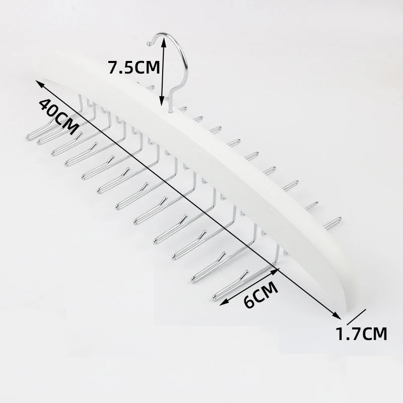 Tie Rack Tie Hanger 24 Hooks Wooden Tie Organizer, Tank Top Hanger, Belt Organizer for Closet,with Upgraded 360°Rotating, Belts