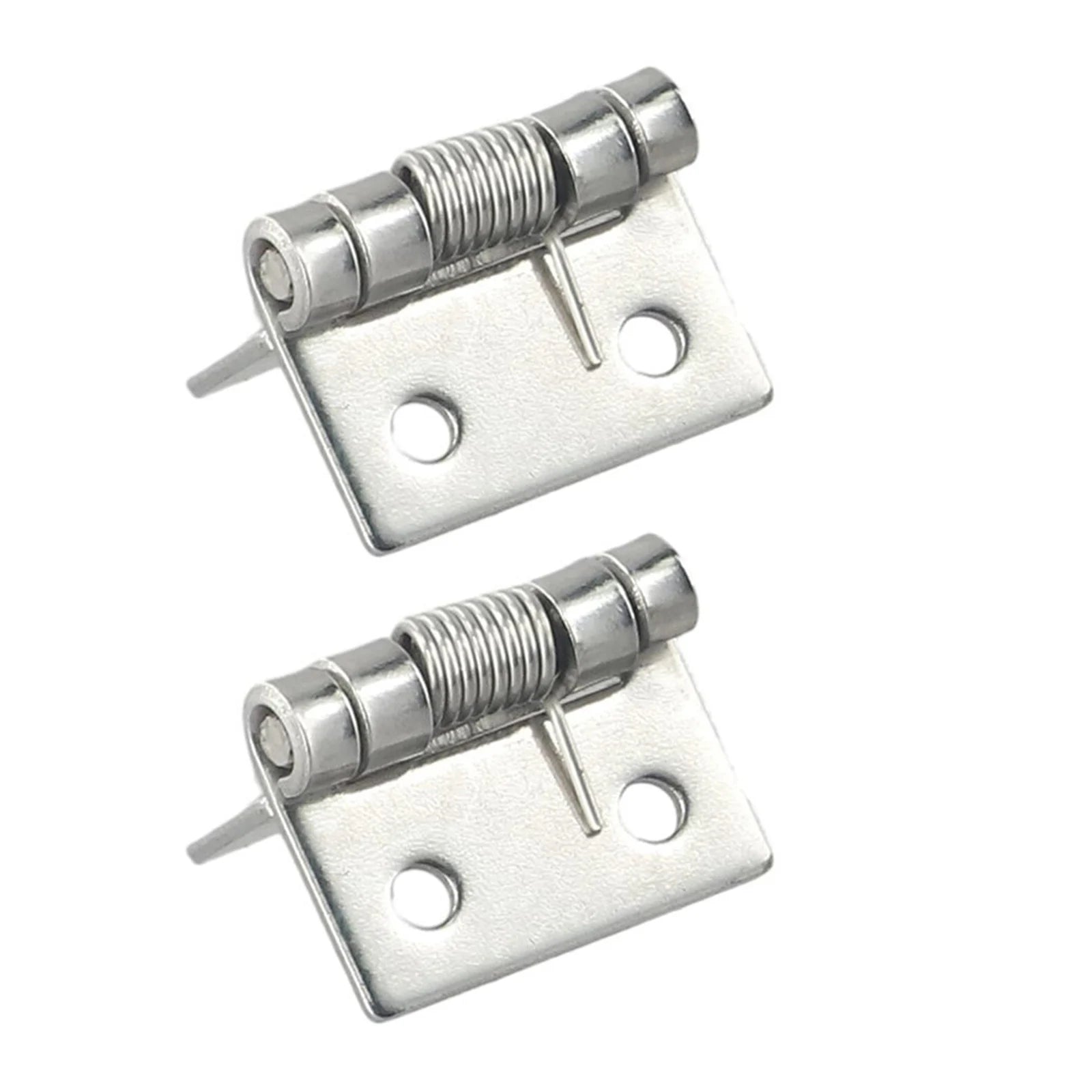 2pcs 1/1.5/2/3Inch Silver Spring Door Hinge Stainless Steel Self Closing Design Windows Cabinets Boxes Household Hardware