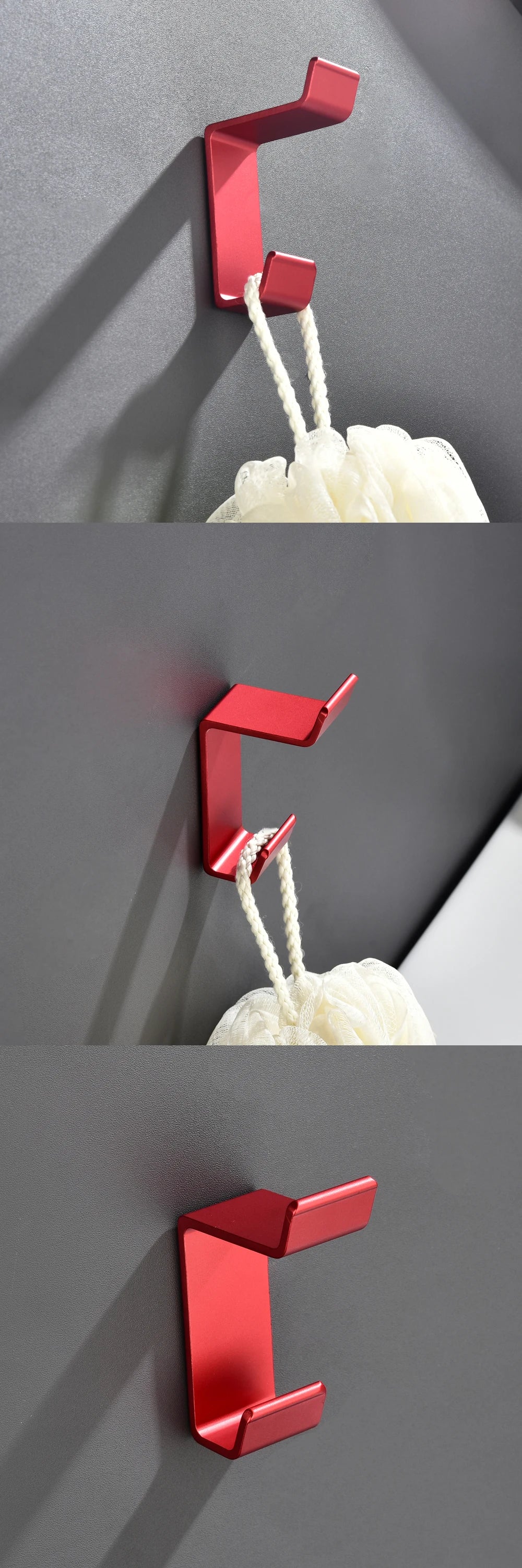 Aluminum Bathroom Accessories Sets 3M Tape Toilet Brush Holder Ceramic Toilet Roll Paper Holder Red Robe Hook Towel Holder