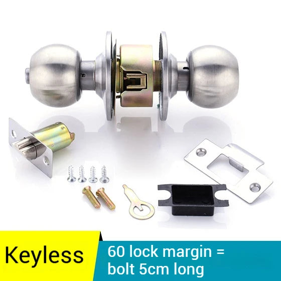 ZEXEF Stainless Steel Round Door Knobs Rotation Lock Knobset Handle Metal Door Knob With Key For Bedrooms Living Rooms Bathrooms