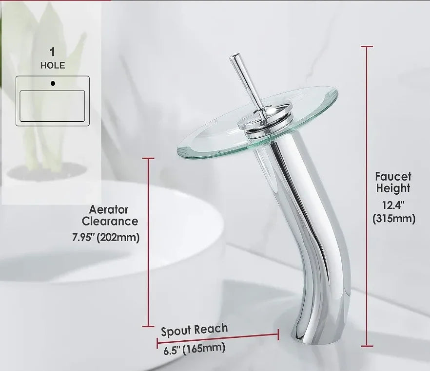 Bathroom Faucets Household Wash Basin Sink Taps Colorful Glass Waterfall Faucet Chrome Single Lever Mixer Tap Deck Mounted