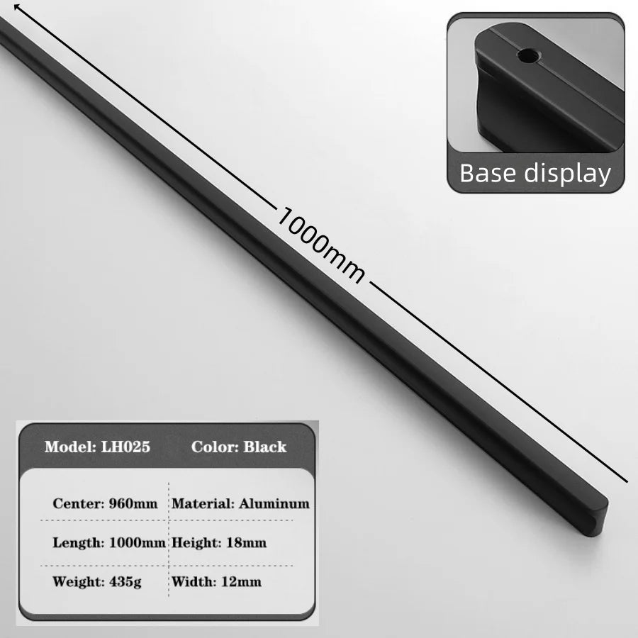 Modern Long Cabinet Handles Hidden-style Aluminum alloy Wardrobe Drawer Handle 800mm 1000mm Furniture Pulls