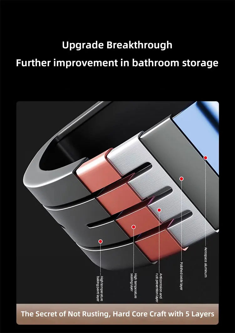 Wall Mounted Bathroom Shelves Shower Corner Shelf with Towel Bar Hook Space Aluminum Shampoo Holder Kitchen Organizer Rack