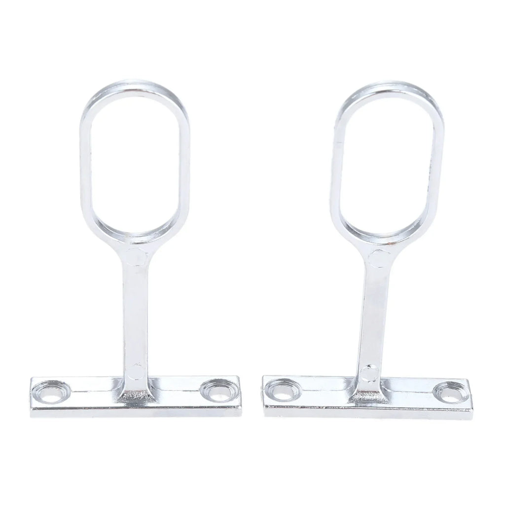 2pcs Stainless Steel Wardrobe Rail Support Flange Bracket Hange Clothes Rod Seat Hanger Pipe Bracket 16mm Tube Dia