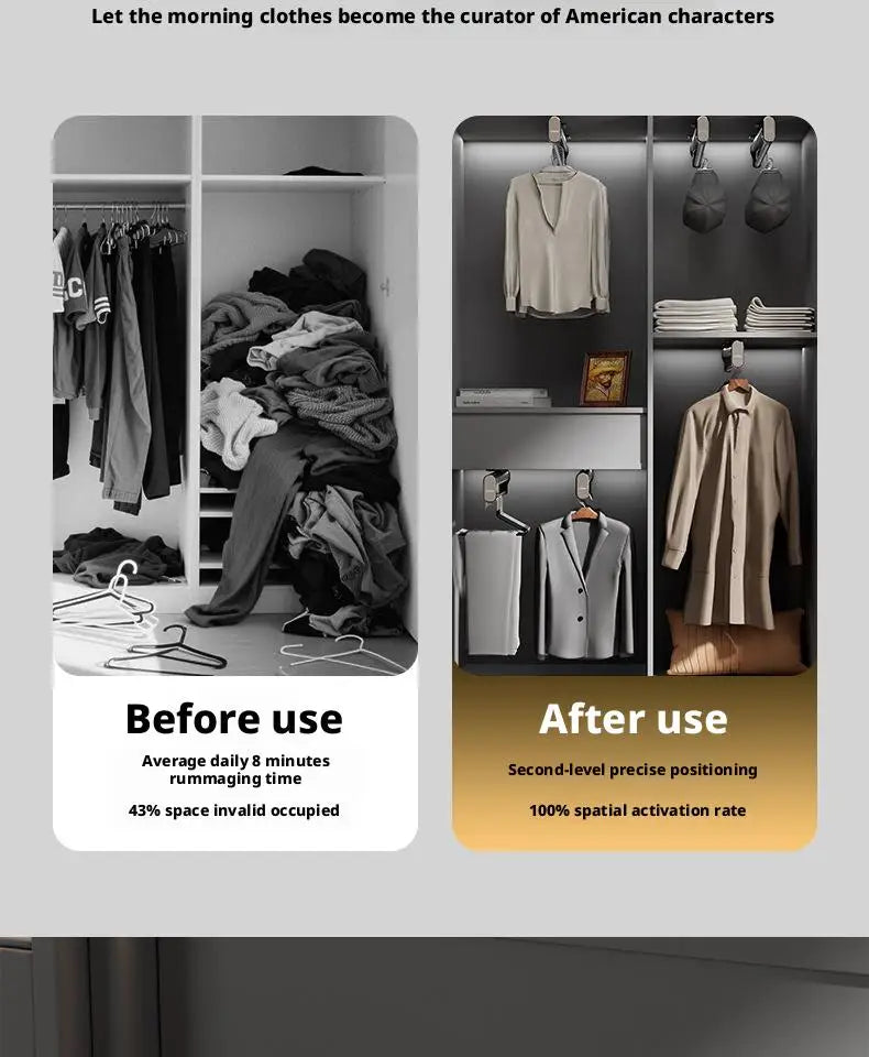 Retractable Closet Pull Out Rod Wardrobe Trousers Rack Clothes Hanger Top-mounted Damping  Slide Rail Valet Rod Pull-out Rack