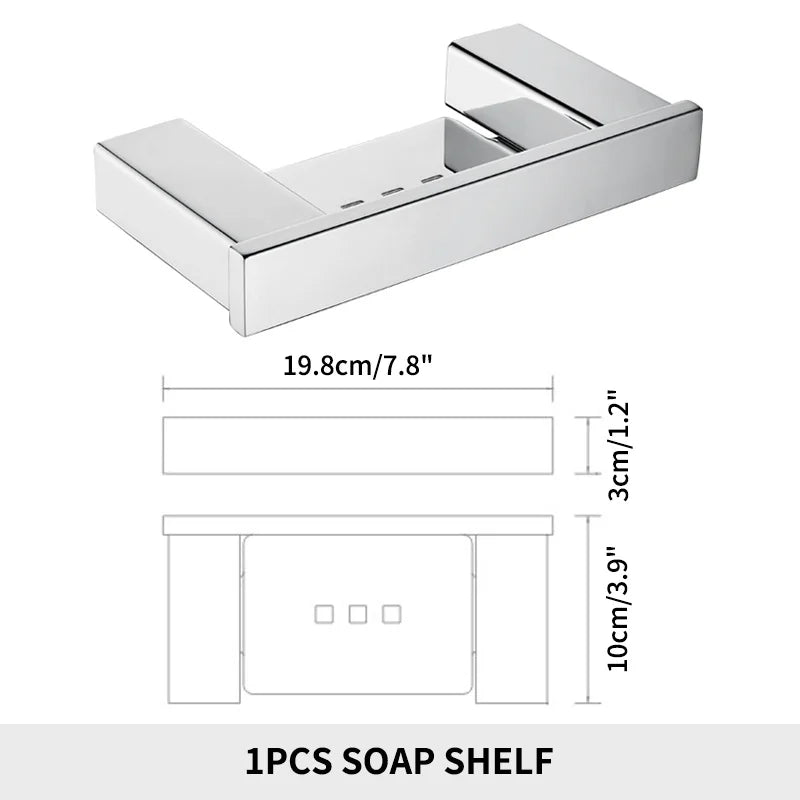 Stainless Steel Bathroom Accessories Wall Shelf Towel Bar Rack Rail Toilet Brush Roll Paper Holder Soap Dish Bathroom Hardware