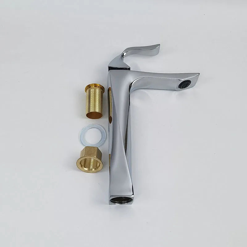 Bathroom Faucet Basin Sink Golden Chrome Tap Hot Cold Water Mixer Tap Deck Mounted Bathroom Faucets Single Lever Taps