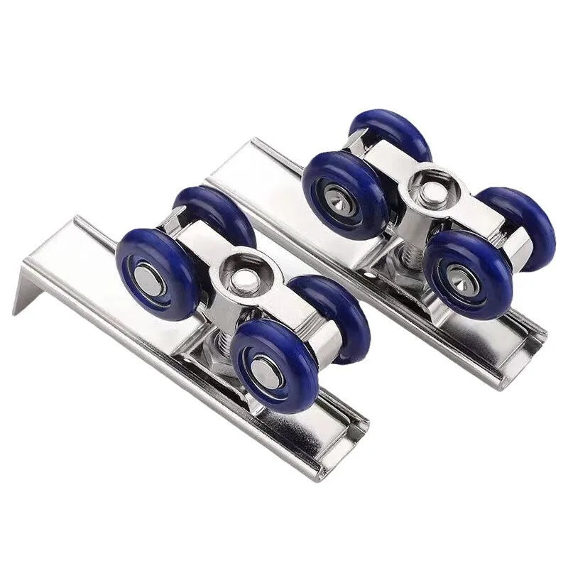 2pcs/set Sliding Door Roller Hardware Slide Doors Pulley 4 Wheels Home Room Wood Door Hanging Wheels Rail Track Pulley