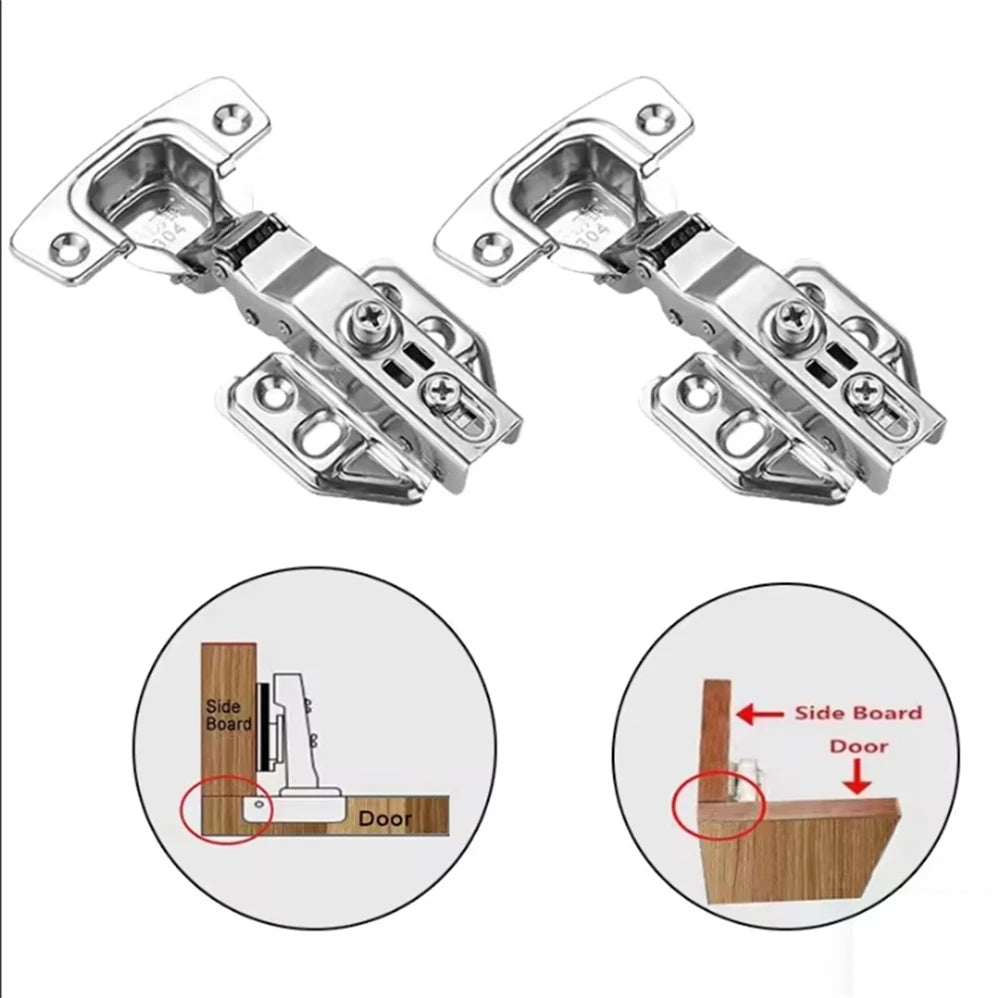 2-8 Pcs Stainless Steel Cabinet Door Hinges Hydraulic Damper Buffer Soft Close Quiet Wardrobe Door Concealed Hinges with Screws
