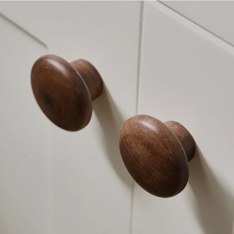 Walnut and Brass Furniture Handles Modern Simple Style Wood Cabinet Knobs and Handles Anti-cracking and Anti-oxidation