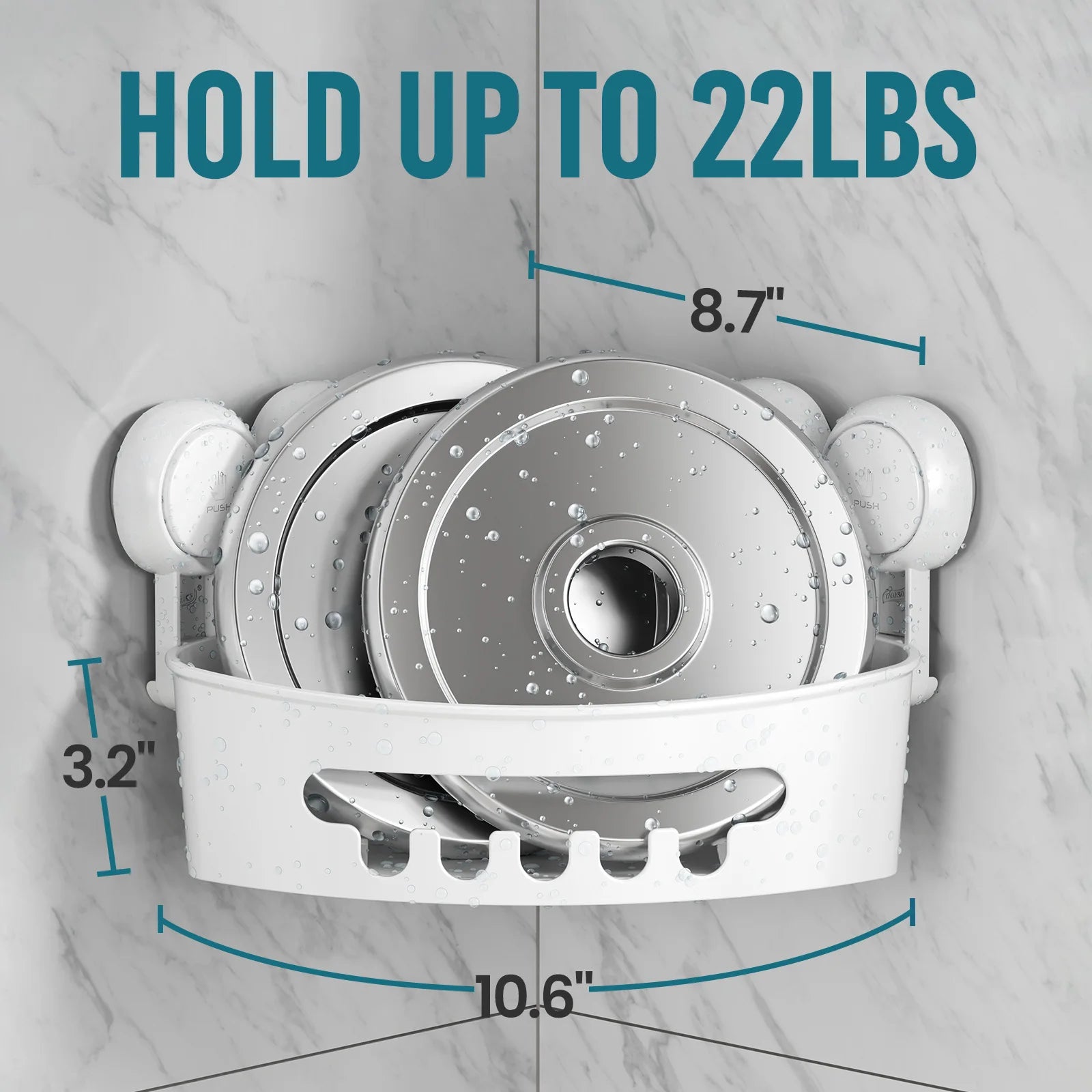 TAILI Corner Shower Caddy Suction Cup No-Drilling Removable Shower Caddy Basket Powerful Suction Bathroom Shower Shelf Organizer