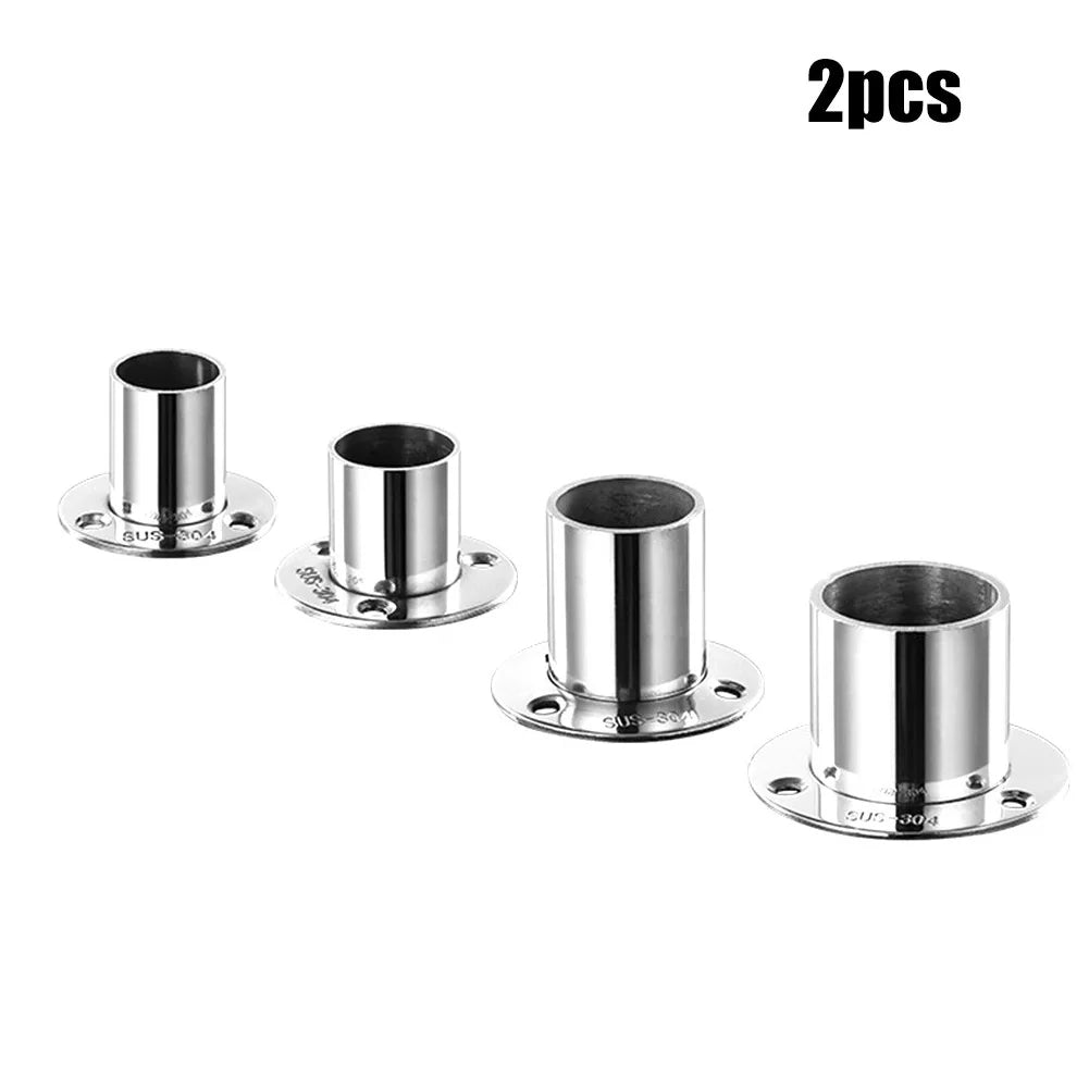 2pc 19-32mm Stainless Steel Wardrobe Support Closet Rod Flange Bracket Clothes Rod For Seat Hanger Pipe Holder