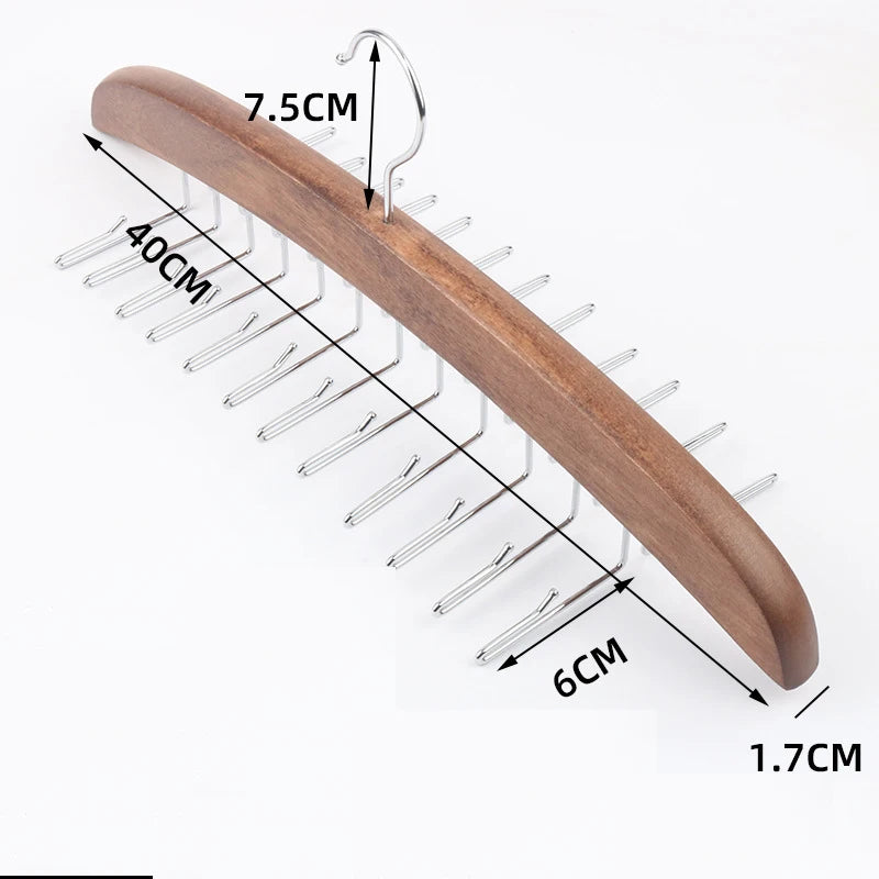 Tie Rack Tie Hanger 24 Hooks Wooden Tie Organizer, Tank Top Hanger, Belt Organizer for Closet,with Upgraded 360°Rotating, Belts