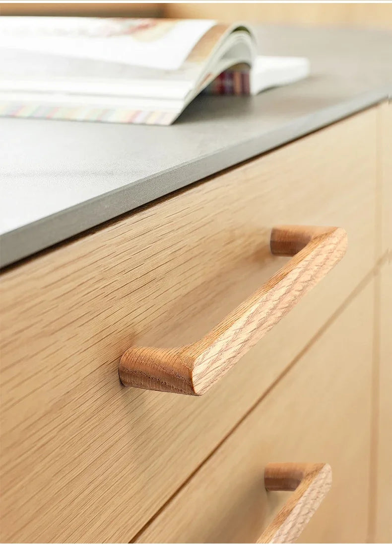 Wooden Cabinet Door Handle Cupboard Door Knob and Handle Kitchen Cabinet Knobs Wardrobe Door Handles for Furniture Hardware