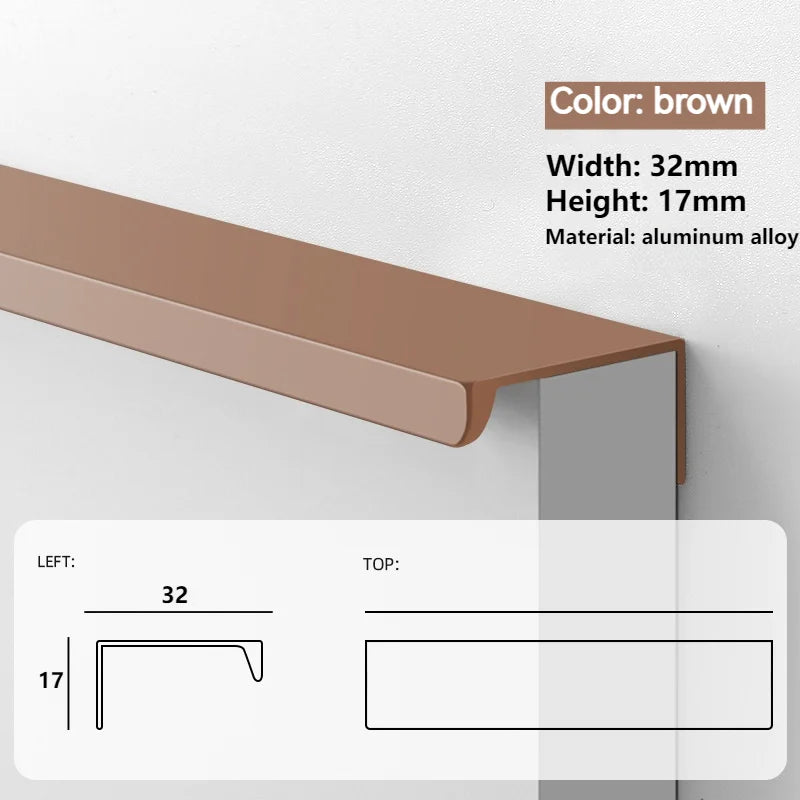 Modern Minimalist Long Door Handles, Drawers, Wardrobes, Hidden Handles, Non Perforated Cabinets, Black Edge Sealing Handles