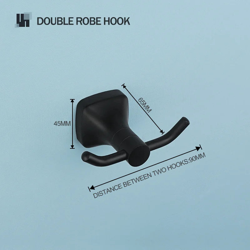 Black Bathroom Accessories Stainless Steel Wall Mounted Bath Towel Holder Robe Hook Toilet Brush Paper Towel Holder Pendant
