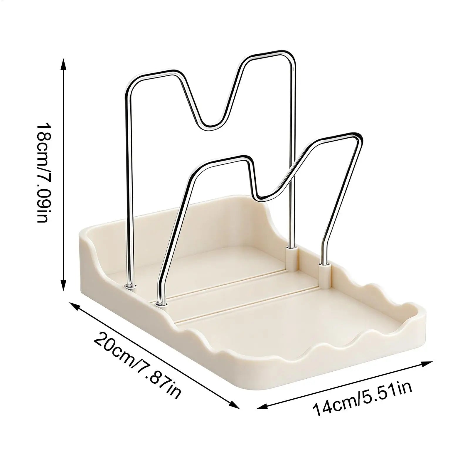 Pot Lid Organizer Vertical Spoon Display Stand with Drip Tray Stainless Pot Lid Storage Rack for Kitchen Baking Cooking Pantry