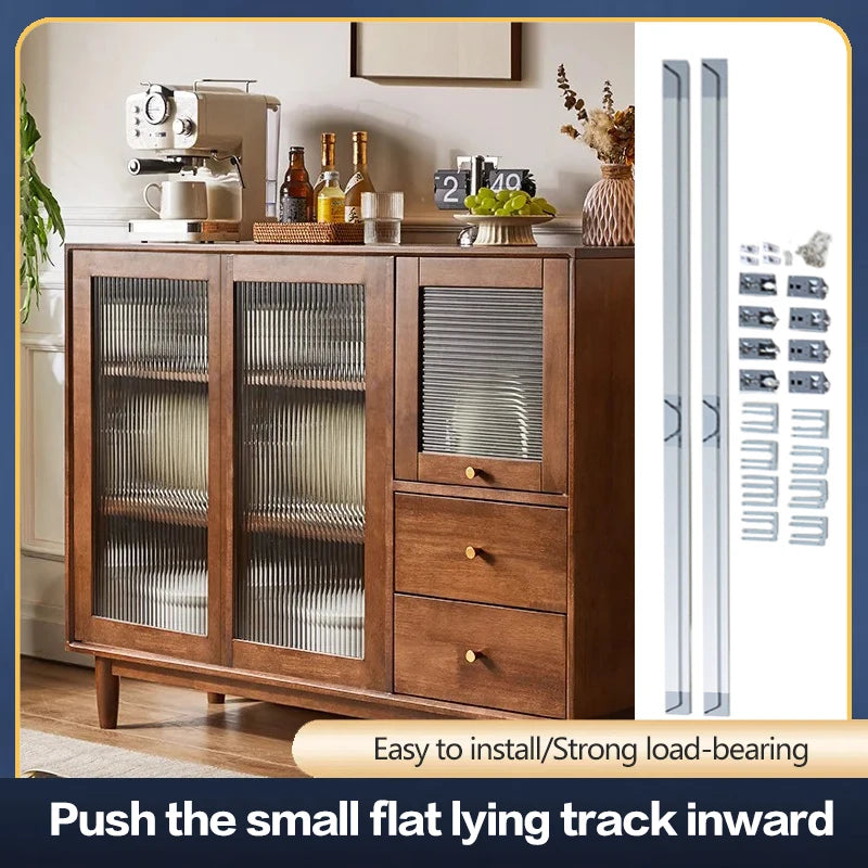 SSOUIM Sliding Door Track For Wardrobe Cabinet Hanging Cabinet With Smooth Gliding Bus Door Hardware Kit for Wooden Door