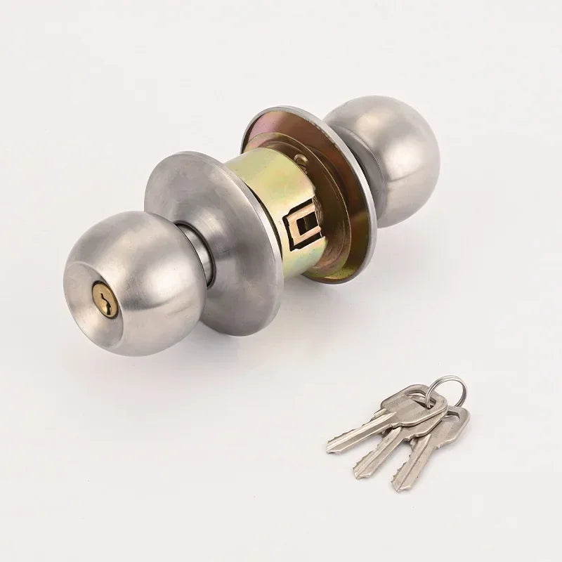 Anti-bumping House Door Handle Lock With Knobs Interior Round for Bedroom Bathroom Stainless Turn Thumb Armored Privacy Articles