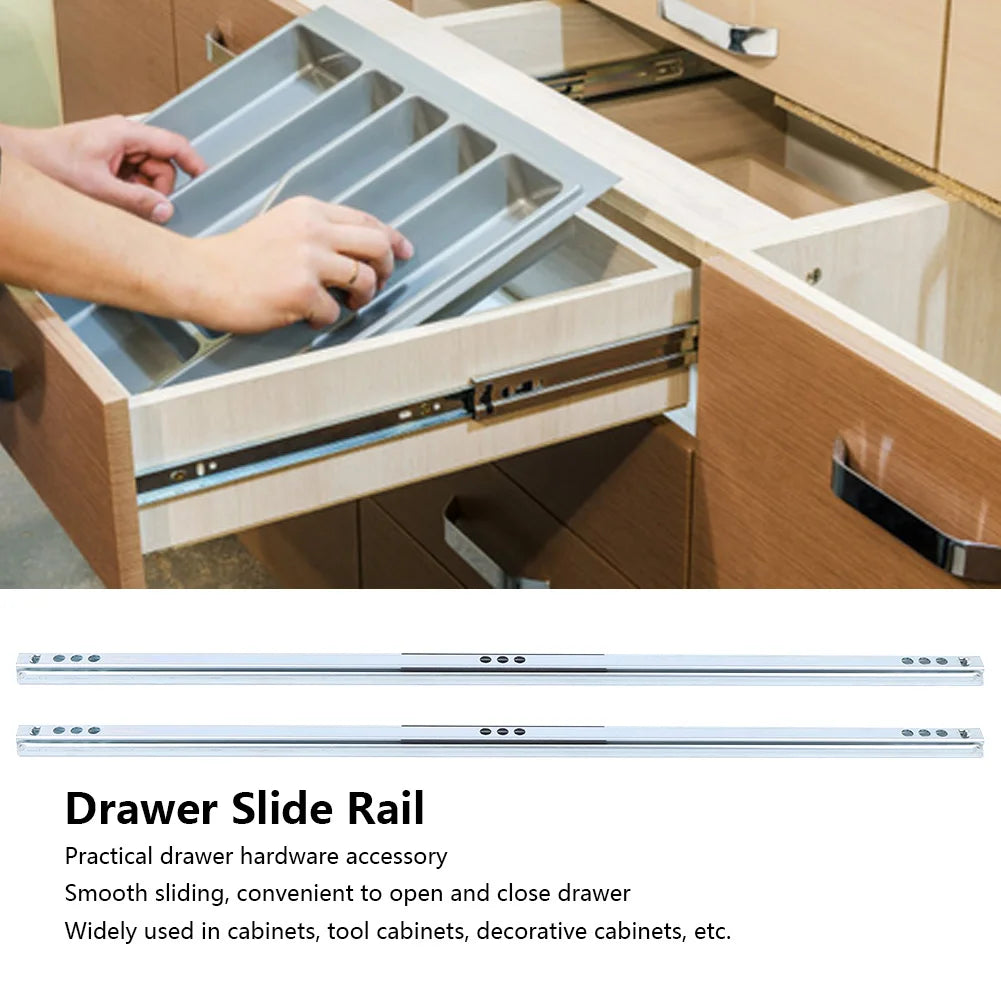 2Pcs/Set 450x17mm Drawer Steel Ball Slide Rail Hardware Accessory for Cabinet Closets Drawer Ball Bearing Slide Drawer Hardware