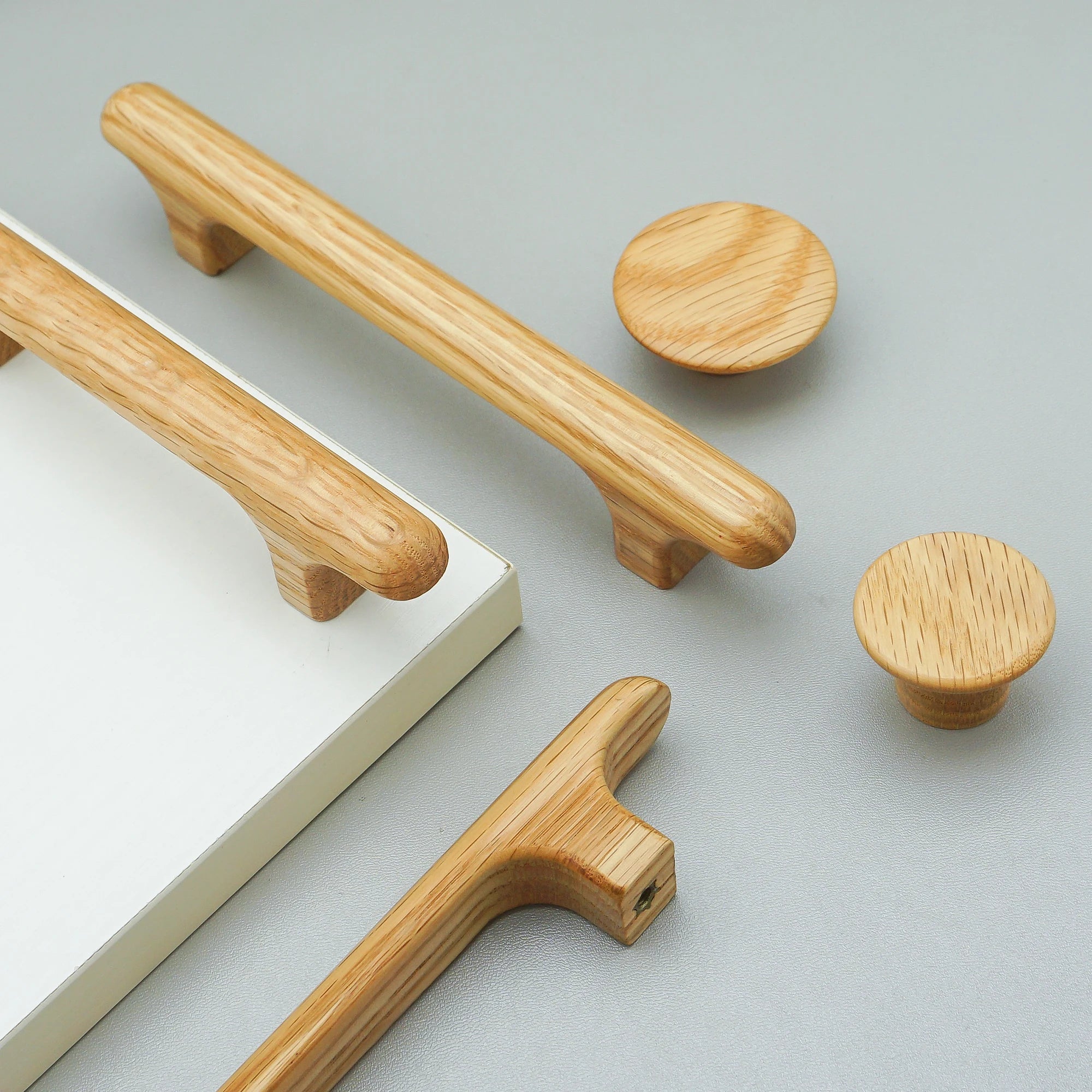 Solid Wood Cabinet Handles Modern Drawer Knobs Black Wardrobe Pulls Walnut Oak Cupboard Door Handle Furniture Hardware 320mm