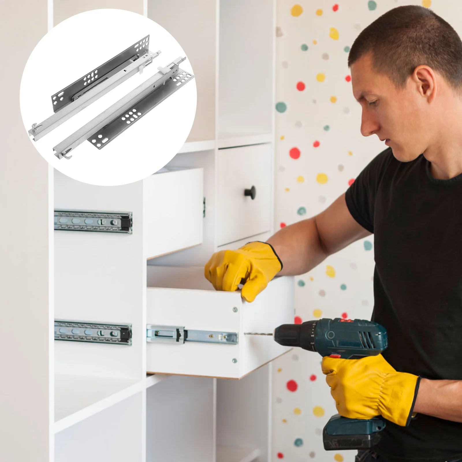 2pcs Cold Rolled Steel Drawer Slides Heavy Duty Undermount Concealed Soft Close Rail Cabinet Slides Replacement Dresser Slides