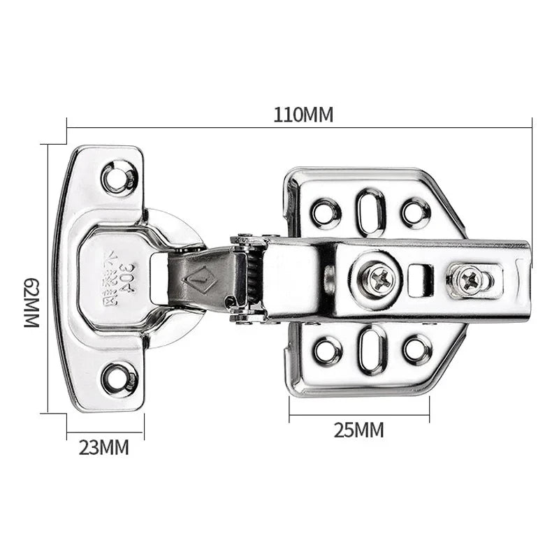 8 Pieces Stainless Steel Cabinet Hinges Soft Closing Hydraulic Door Hinge Damper Buffer Kitchen Cabinet Furniture Hardware