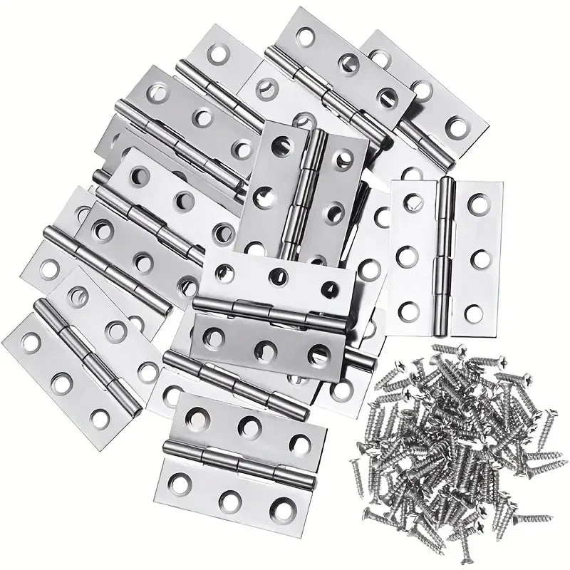 10pcs Stainless Steel Door Hinges Cabinet Doors Windows Wooden Box Flat Hinge Home Furniture Hardware Accessories