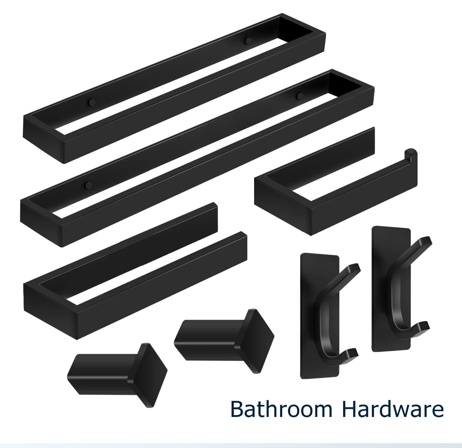 Bathroom Hardware Black Bath Robe Hook Towel Rail Bar Rack Bar Shelf Tissue Paper Holder Bathroom Accessories