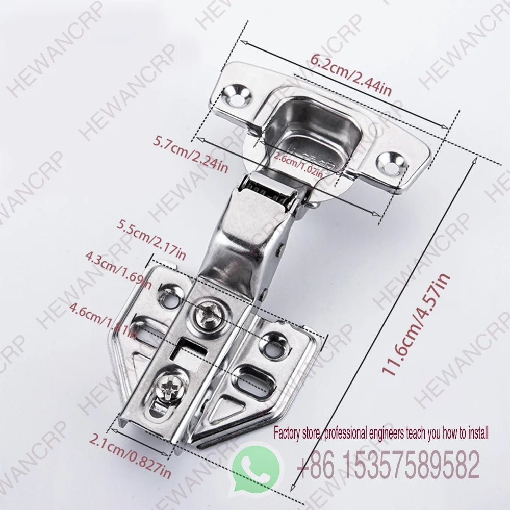 2-Pack Modern Hydraulic Cabinet Hinges Soft Close Damping Brushed Stainless Steel Metal Door Mount for Kitchen Cabinets Wardrobe
