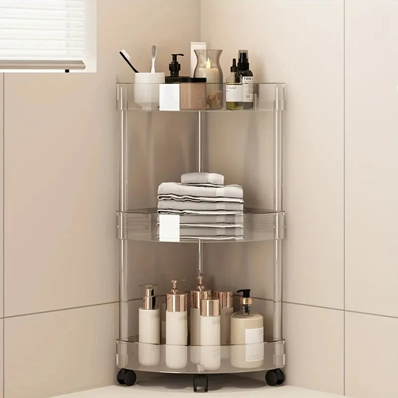 Shelf Trolley Bathroom Organizer Shelves Kitchen Home Large Capacity Storage Rack Acryl Cart Corner Cosmetic Organizer Supplies