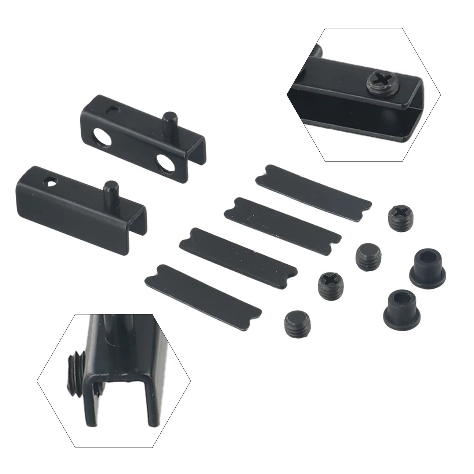 2Pcs Glass Door Hinges Stainless Steel No Drilling Rust-Proof Black Pivot Door Hinge Suitable For 5~6mm Glass Doors