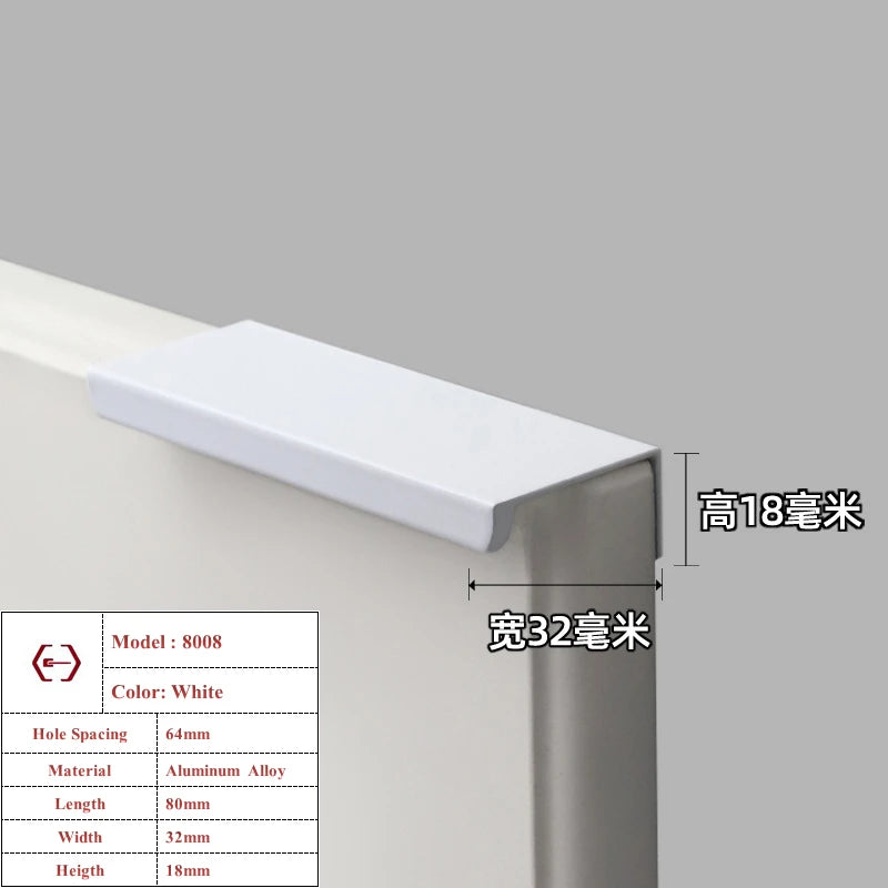Modern Simple White Long Cabinet Handle Kitchen Cupboard Furniture Length Door Handle  Wardrobe Closet Hardware Drawer Pull Knob
