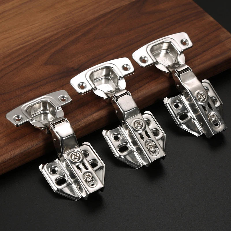 2/10 Pcs Stainless Steel Cabinet Door Hinges Hydraulic Damper Buffer Soft Close Quiet Wardrobe Door Concealed Hinges with Screws
