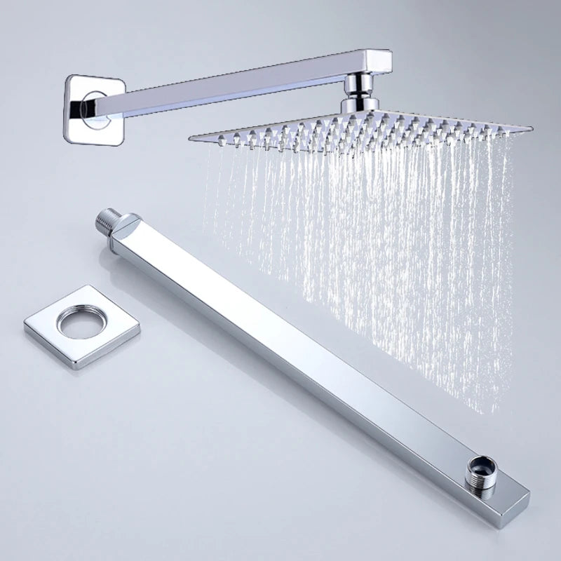 Shower Head 10/12 inch Rainfall Shower Head with Wall Mounted Shower Arm Bathroom Shower Accessories