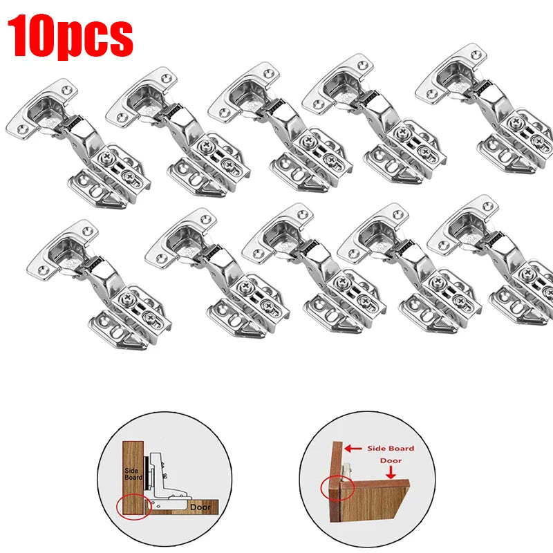 2-20Pcs Stainless Steel Cabinet Door Hinges Hydraulic Damper Buffer Soft Close Quiet Wardrobe Door Concealed Hinges with Screws